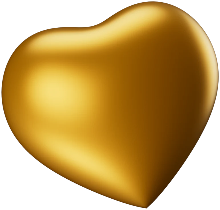 Coração dourado, ilustração decorativa da marca TopX